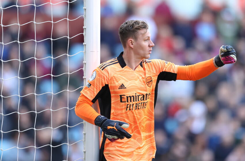 BIRMINGHAM, ENGLAND - MARCH 19: Bernd Leno of Arsenal during the Premier League match between Aston Villa and Arsenal at Villa Park on March 19, 2022 in Birmingham, United Kingdom. (Photo by James Williamson - AMA/Getty Images)