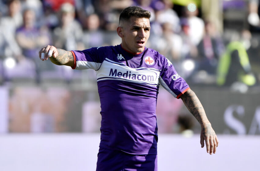 ARTEMIO FRANCHI STADIUM, FLORENCE, ITALY - 2022/04/16: Lucas Torreira of ACF Fiorentina reacts during the Serie A 2021/2022 football match between ACF Fiorentina and Venezia FC. Fiorentina won 1-0 over Venezia. (Photo by Andrea Staccioli/Insidefoto/LightRocket via Getty Images)