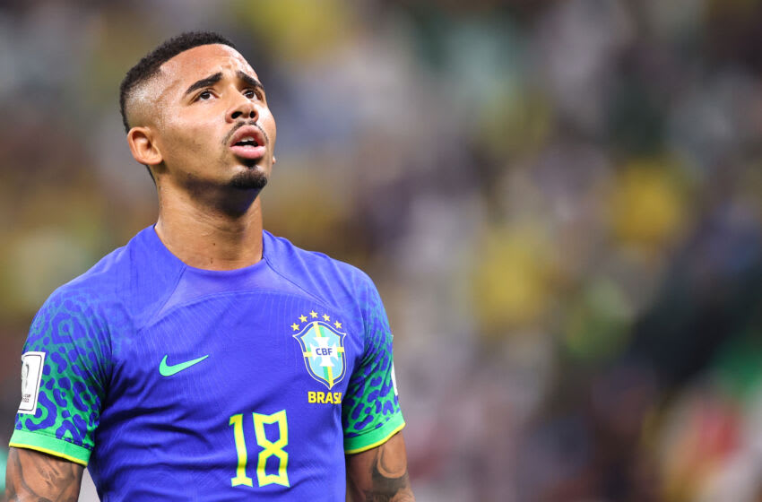 LUSAIL CITY, QATAR - DECEMBER 02: Gabriel Jesus of Brazil during the FIFA World Cup Qatar 2022 Group G match between Cameroon and Brazil at Lusail Stadium on December 2, 2022 in Lusail City, Qatar. (Photo by Robbie Jay Barratt - AMA/Getty Images)