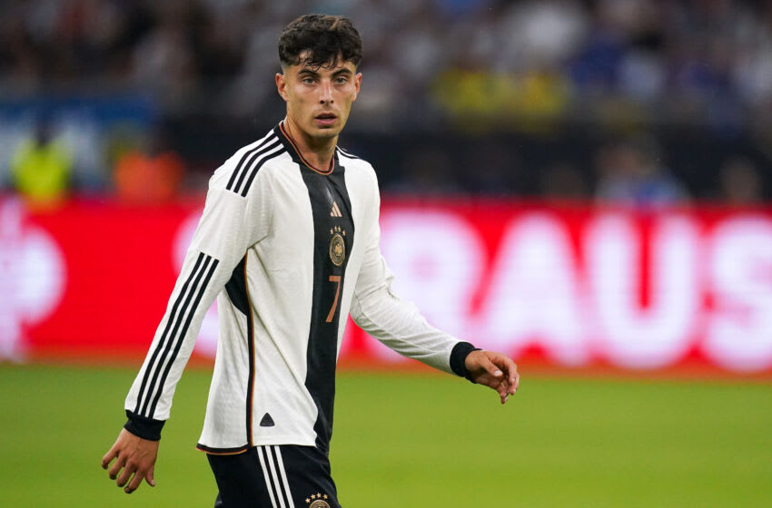 GELSENKIRCHEN, GERMANY - JUNE 20: Kai Havertz of Germany looks on during the International Friendly match between Germany and Colombia at the Veltins-Arena on June 20, 2023 in Gelsenkirchen, Germany (Photo by Joris Verwijst/BSR Agency/Getty Images)