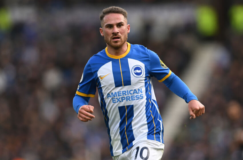 BRIGHTON, ENGLAND - APRIL 01: Alexis Mac Allister of Brighton & Hove Albion looks on during the Premier League match between Brighton & Hove Albion and Brentford FC at American Express Community Stadium on April 01, 2023 in Brighton, England. (Photo by Mike Hewitt/Getty Images)