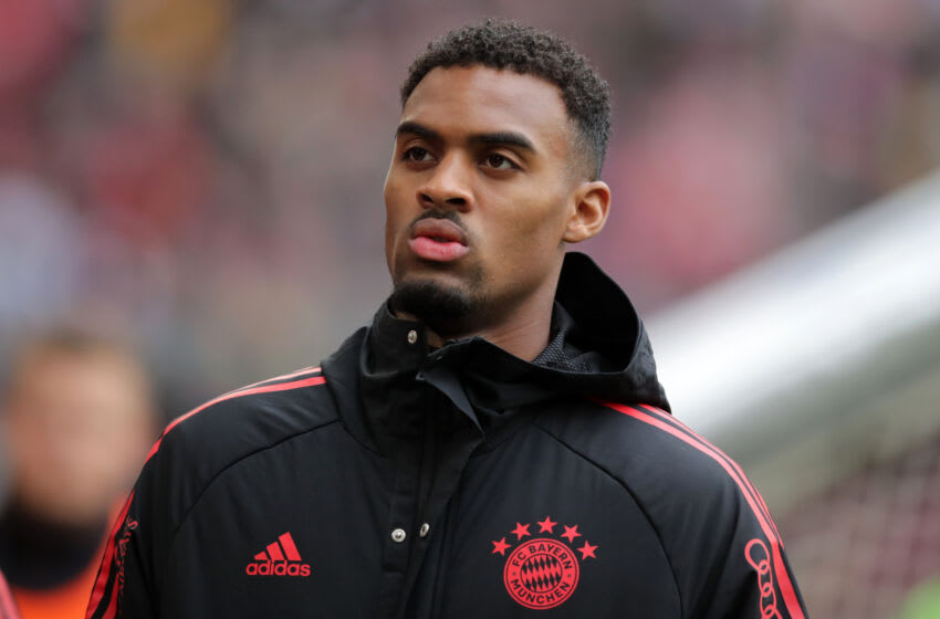 MUNICH, GERMANY - APRIL 15: Ryan Gravenberch of FC Bayern Muenchen prior the Bundesliga match between FC Bayern München and TSG Hoffenheim at Allianz Arena on April 15, 2023 in Munich, Germany. (Photo by Christina Pahnke - sampics/Corbis via Getty Images)