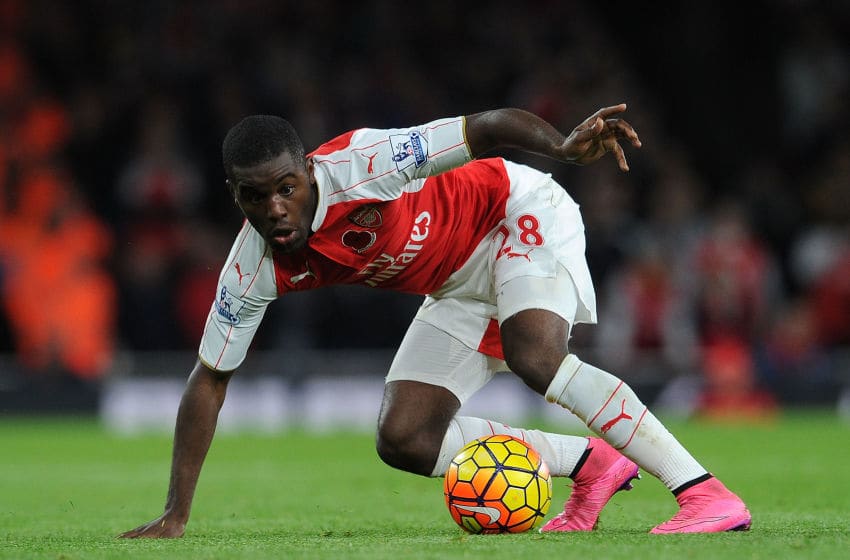LONDON, ENGLAND - NOVEMBER 08: Joel Campbell of Arsenal during the Barclays Premier League match between Arsenal and Tottenham Hotspur at Emirates Stadium on November 8, 2015 in London, England. (Photo by David Price/Arsenal FC via Getty Images)